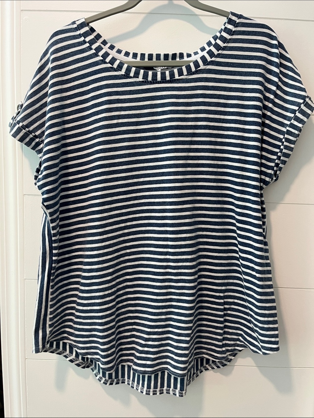 Jane and Delancey Navy and White Striped Short Sleeve Tee